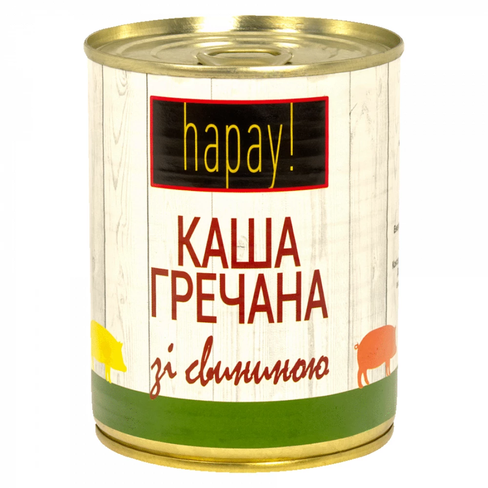Каша гречана Hapay зі свининою з/б 340г