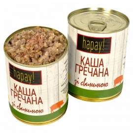 Каша гречана Hapay зі свининою з/б 340г