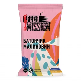 Батончик Food Mission raspberry cashews & date fruit (малиновий з горіхами кеш'ю)