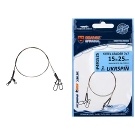Повідець Ukrspin Orange Spinning плетений сталь AFW 1х7 30см 18кг(40lb)/0.38мм (2шт/уп)