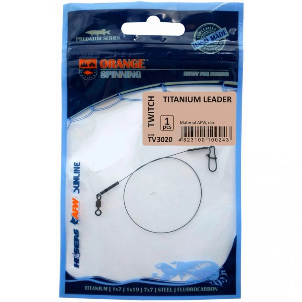 Поводок Ukrspin Orange Spinning титан AFW с вертлюгом 15см 13.6кг(30lb)/0.38мм