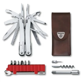 Ніж Victorinox Swiss Tool Spirit X Plus Ratchet Leather Silver