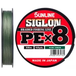 Шнур Sunline Siglon PE х8 300m (темно-зелений) #0.8/0.153mm 12lb/6.0kg