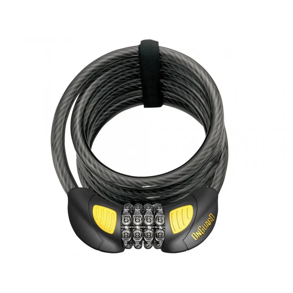 Замок Onguard Doberman GLO кодовий на 4 цифри с LED-підсвічуванням, спіральний трос 185см х 12мм