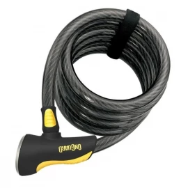 Замок Onguard Doberman, спиральный трос 185см х 15мм, 4 ключа + 1 с подсветкой, поворот. держатель