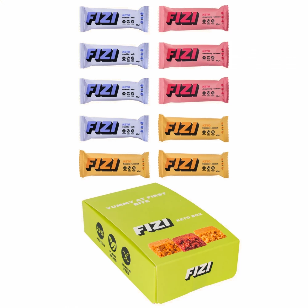 Батончики протеиновые FIZI Keto Protein Bar - 10x45g Keto Box