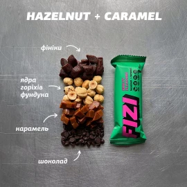 Батончики шоколадні FIZI Chocolate Bar - 10х45g Hazelnut-Caramel