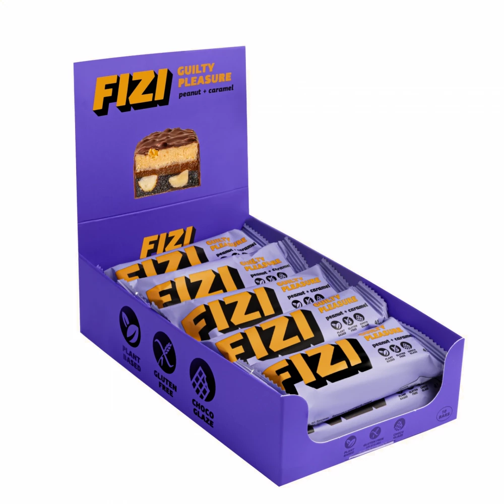 Батончики шоколадні FIZI Chocolate Bar - 10х45g Peanut-Caramel