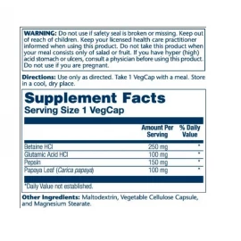 Бетаїн гідрохлорид Solaray Betaine HCl 250mg - 180 vcaps