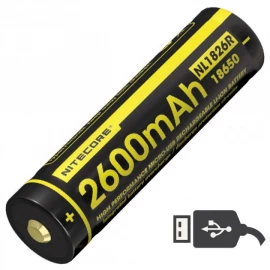 Аккумулятор литиевый Li-Ion 18650 Nitecore NL 1826R (2600mAh, USB)