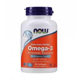 Добавка Now Foods Omega-3 Enteric - 90 sgels