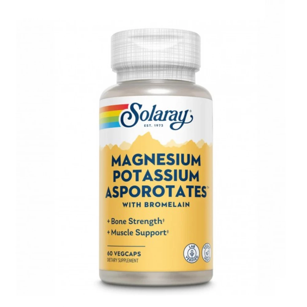 Аспартат магнію та кальцію Solaray Magnesium & Potassium Asporotate  - 60 vcaps