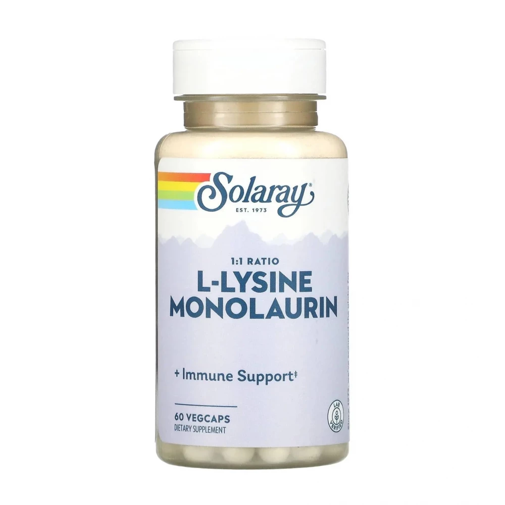 L-лизин и Монолаурин Solaray L-Lysine Monolaurin 1:1 - 60 vcaps