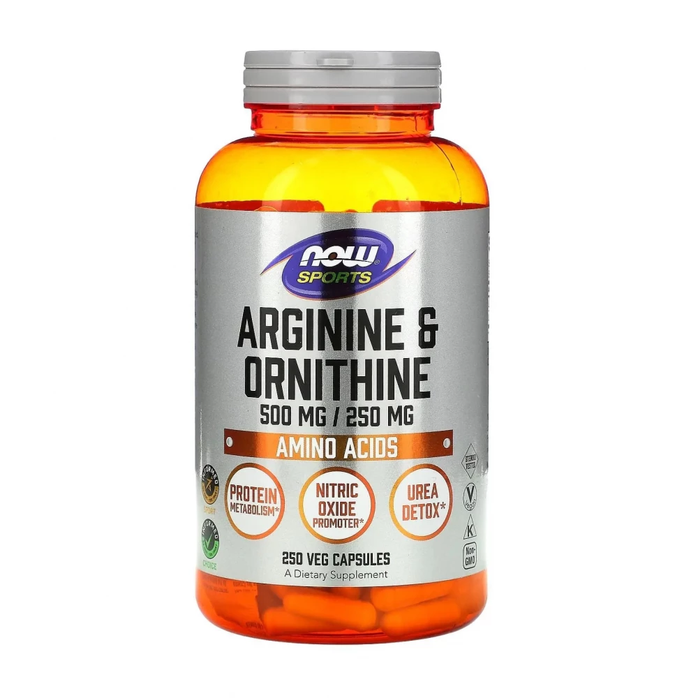 Аргинин и орнитин Now Foods Arginine/Ornithine - 250 vcaps
