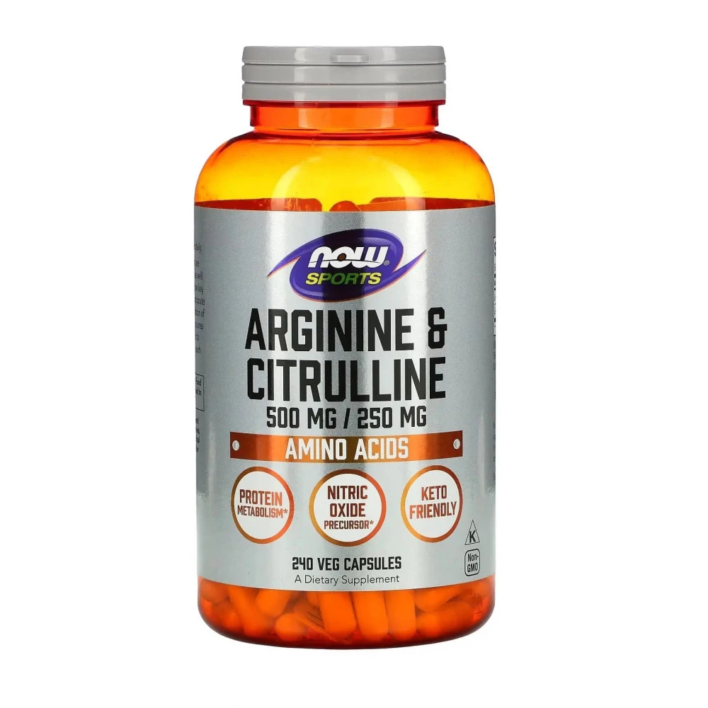Аргинин и цитрулин Now Foods Arginine Citrulline 500mg/250mg - 240 vcaps