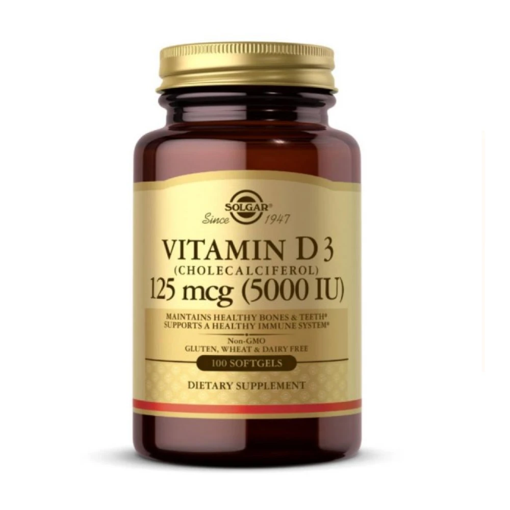 Витамины Solgar Vitamin D3 Cholecalciferol 125 mcg 5000 IU - 100 softgels