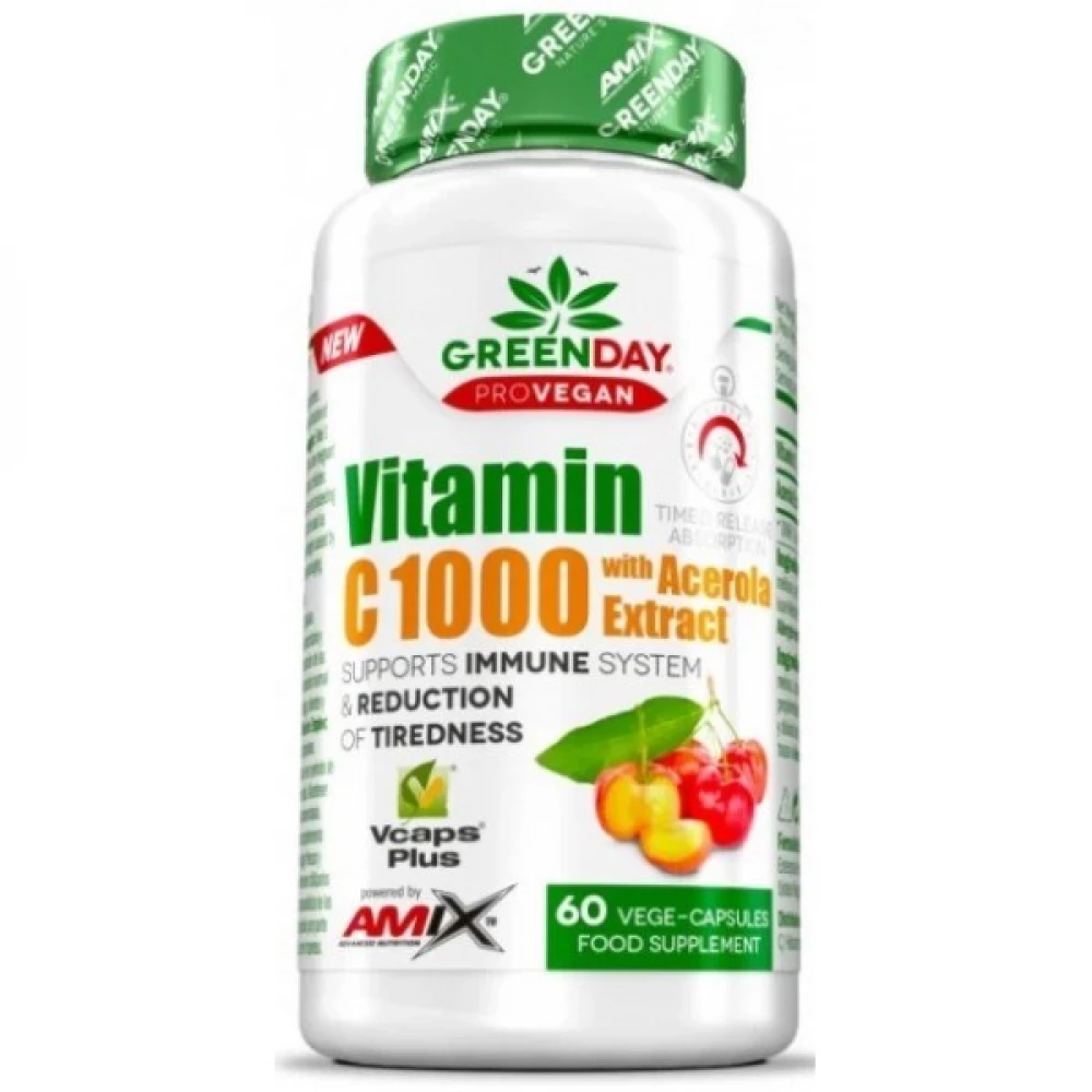Вітаміни Amix GreenDay ProVegan Vitamin C 1000mg with Acerola - 60 веган капс