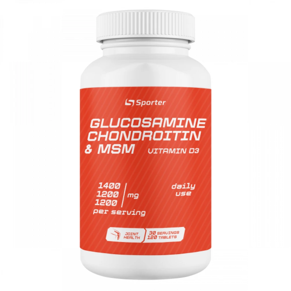 Комплекс для суглобів та зв'язок Sporter Glucosamine&chondroitin+MSM+D3 (1400/1200/1200) - 120 таб