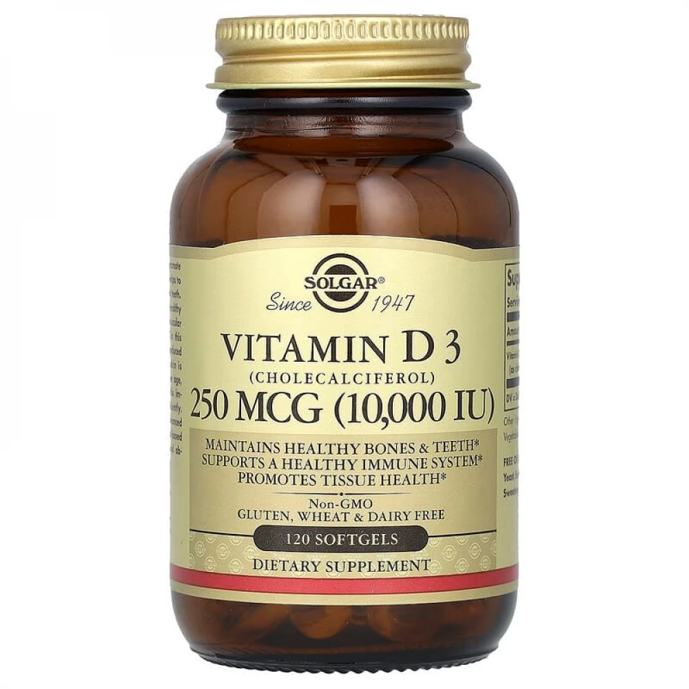 Вітаміни Solgar Vitamin D3 250mcg (10 000IU) - 120 softgels