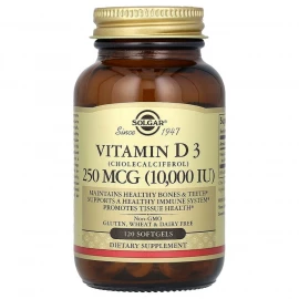 Витамины Solgar Vitamin D3 250mcg (10 000IU) - 120 softgels