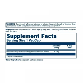 Грибы Рейши Solaray Reishi Mushroom 600mg - 100 ct
