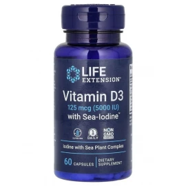 Вітаміни Life Extension Vit D3 with Sea-Iodine™ 125 mcg (5000 IU) - 60 caps