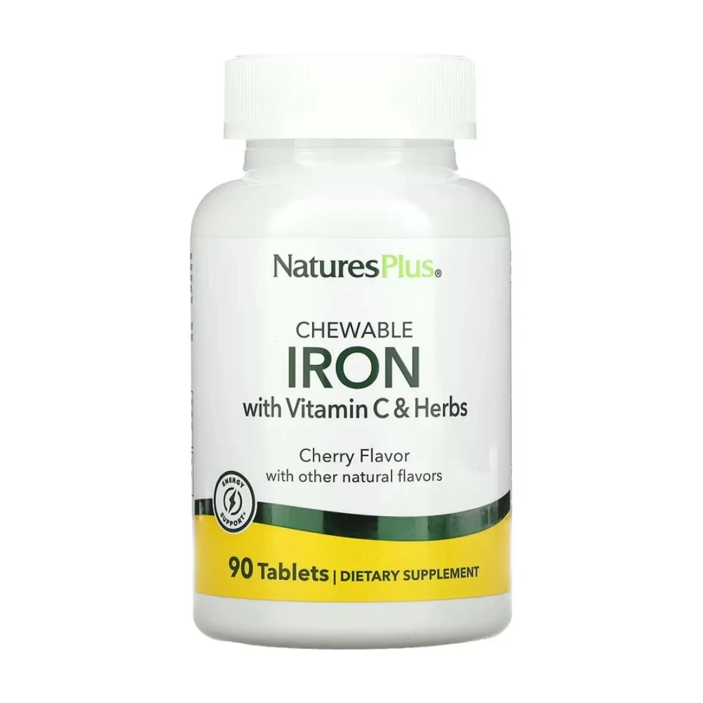 Залізо з вітаміном C Natures Plus Iron 27 mg with Vitamin C Herbs - 90 tabs