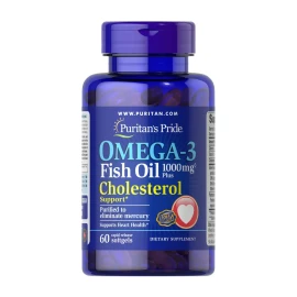 Омега-3 Puritans Pride Omega-3 Fish Oil Plus Cholesterol Support - 60 softgels