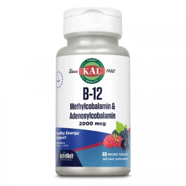 Вітаміни KAL B-12 Methylcobalamin and Adenosylcobalamin 2000mcg - 60 tabs