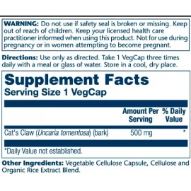Котячий кіготь Solaray Cat's Claw 500 mg - 100 vcaps