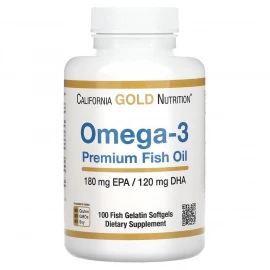 Омега-3 California Gold Nutrition Omega-3 Premium Fish Oil 180 mg - 100 softgels