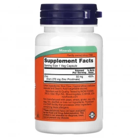 Піколінат цинку Now Foods Zinc Picolinate 50 mg - 60 vcaps