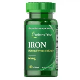 Сульфат железа Puritans Pride Iron Ferrous Sulfate 65 mg - 100 tabs