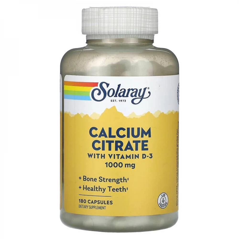 Цитрат кальцію та D3 Solaray Calcium Citrate w/Vit D-3 1000 mg - 180 caps