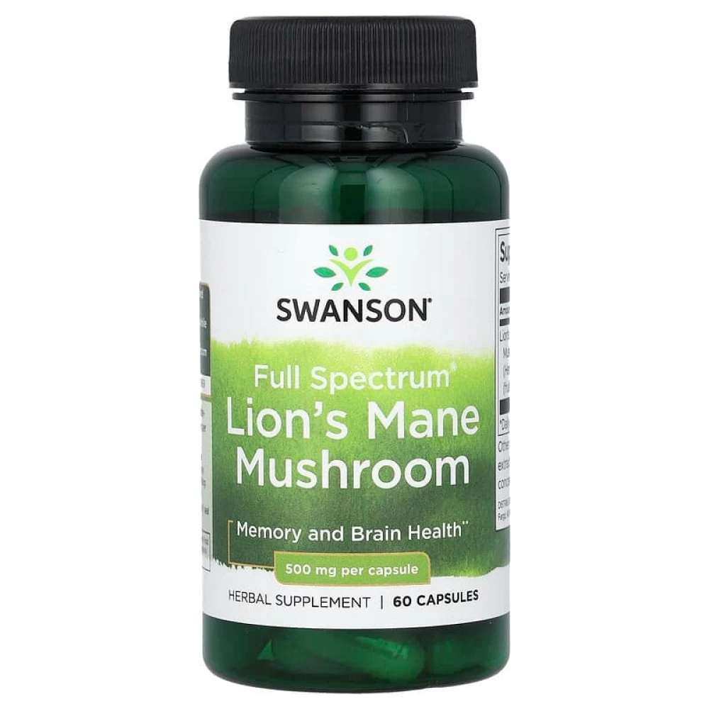 Їжовик гребінчастий Swanson Lions Mane Mushroom 500mg - 60caps