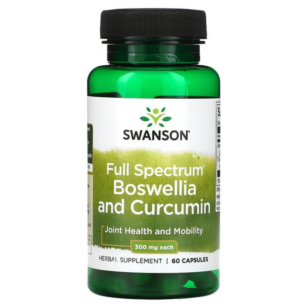 Босвелія та куркумін Swanson Full Spect Boswellia and Curcumin - 60 Caps