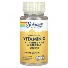 Вітамін C Solaray Vitamin C with Rose Hips & Acerola, Timed Release 500 mg - 100 vcaps