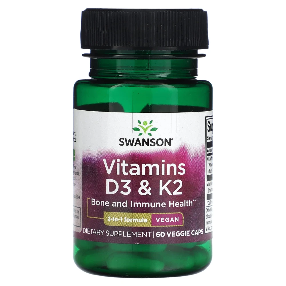 Вітаміни Swanson Vitamins D3 & K2 2000 Iu & 75 mcg - 60 vcaps