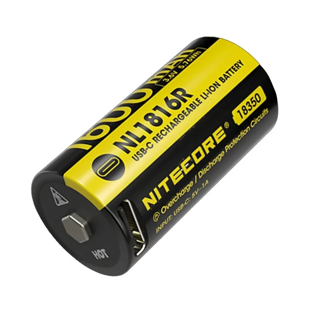 Аккумулятор литиевый Li-Ion 18350 Nitecore NL1816R 3.6V (1600mAh, USB-C)