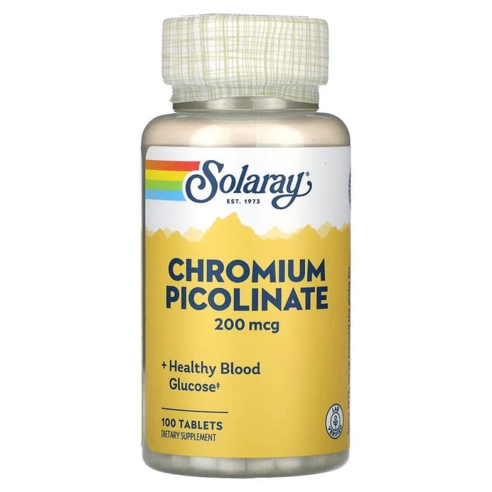Піколінат хрому Solaray Chromium Picolinate 200 mcg - 100 tabs