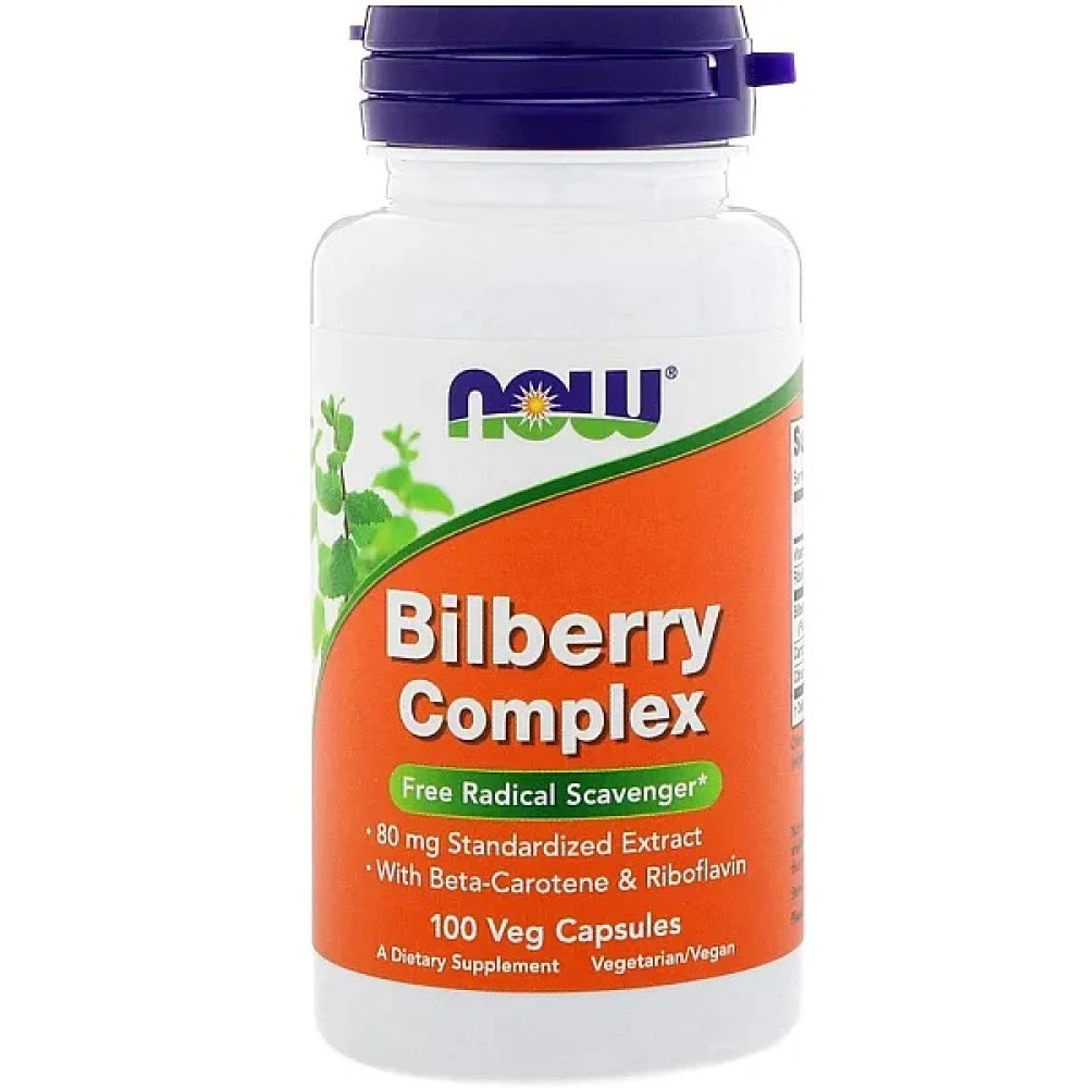 Комплекс для профилактики зрения Now Foods Bilberry Complex 80 mg - 100 vcaps