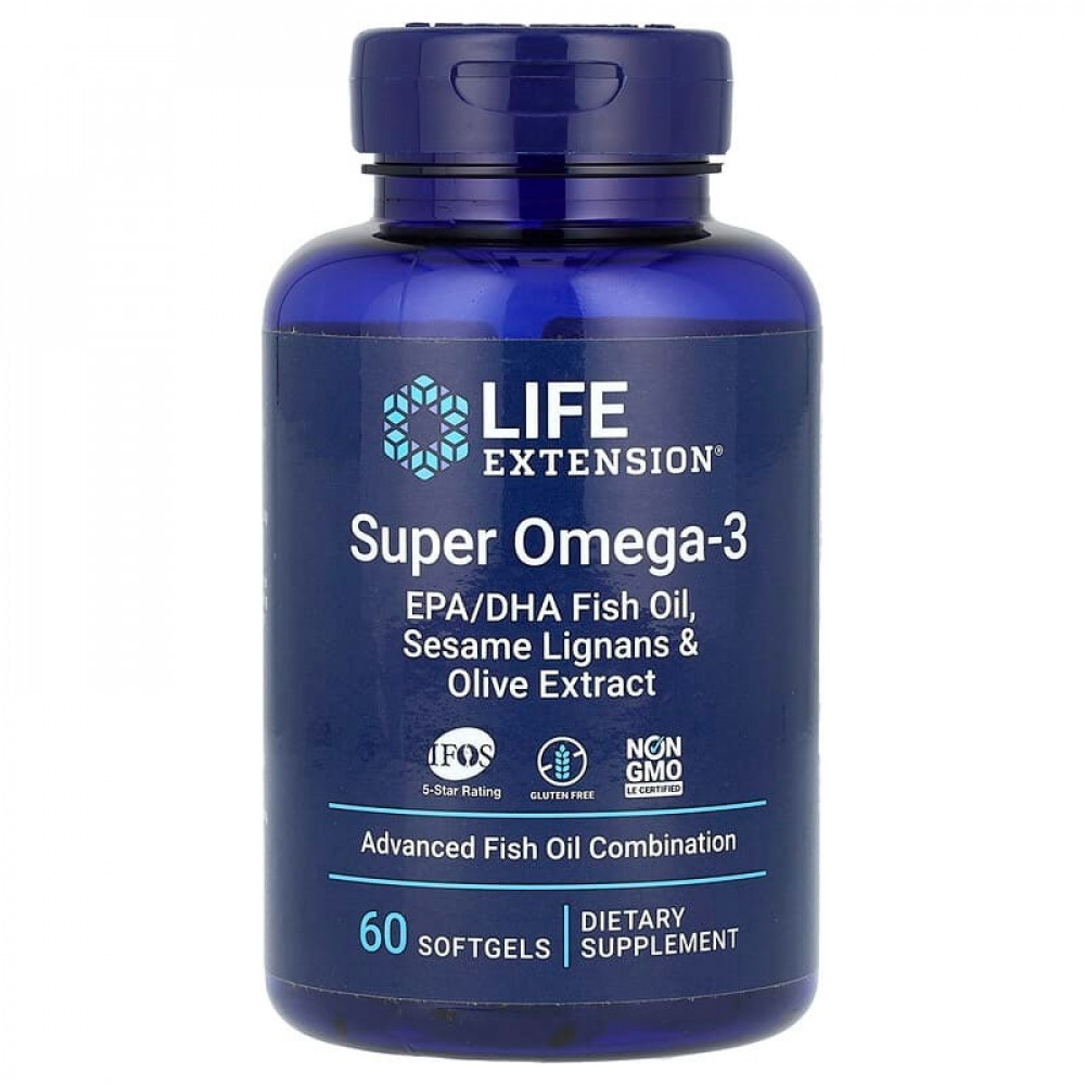 Омега-3 Life Extension Super Omega-3 EPA/DHA Fish Oil Sesame Lignans ...