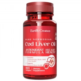 Жир із печінки тріски Earths Creation Cod Liver Oil - 100 софт гель