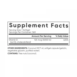 Вітаміни Sport Research Vitamin D3 5000 IU - 360 softgels