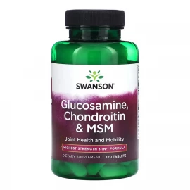 Глюкозамін хондроїтин Swanson Glucosamine, Chondroitin & Msm Highest Strength 3in1 Formula - 120 tab