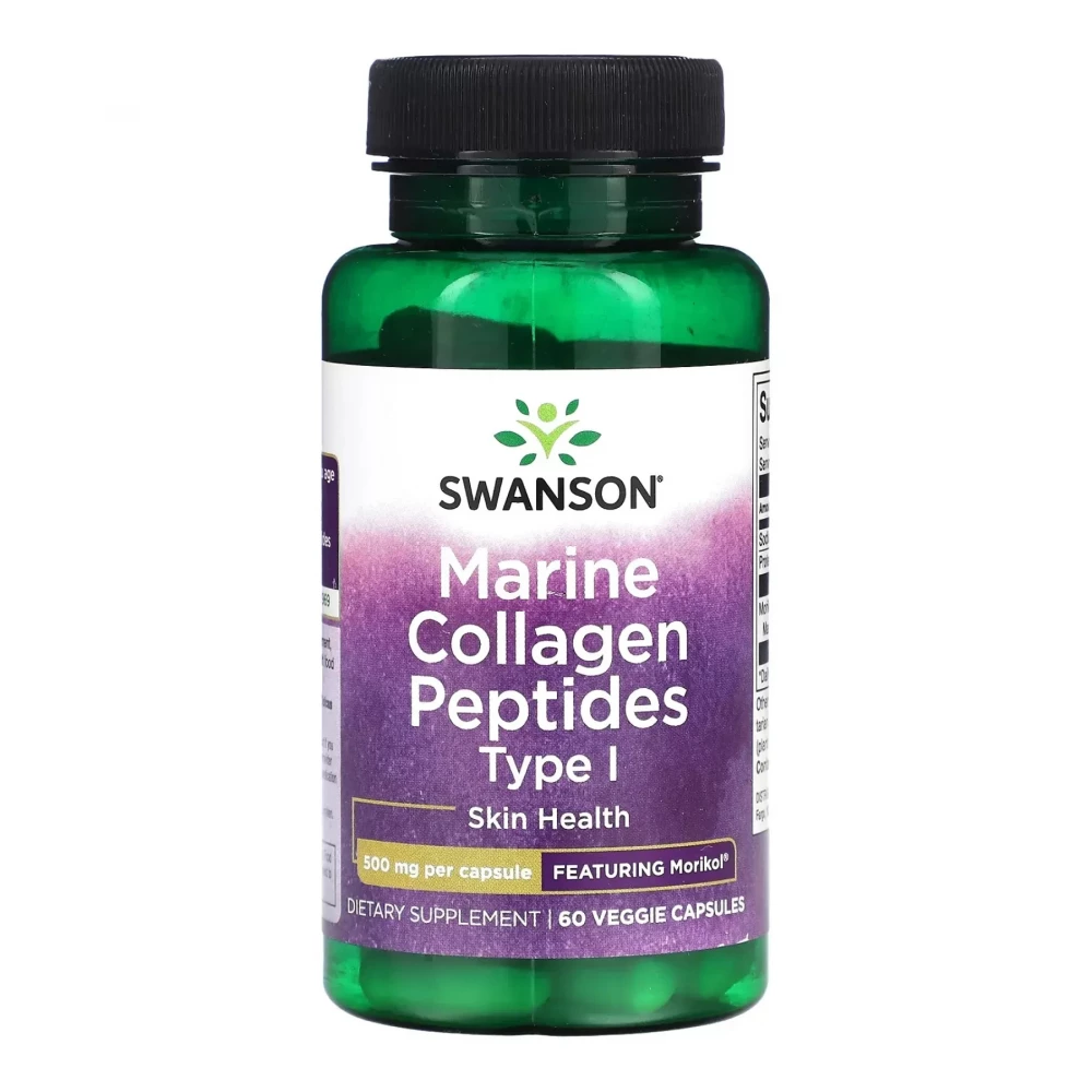 Коллагеновые пептиды Swanson Marine Collagen Peptides Type I Featuring Morikol 500 mg - 60 vcaps