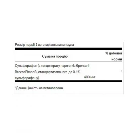Сульфорафан Swanson Sulforaphane from Broccoli Sprout Extract 400 mcg - 60 veg caps