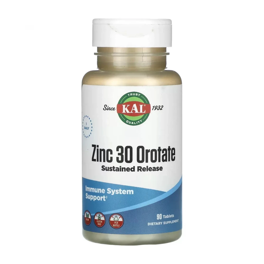Цинк KAL Zinc 30 Orotate Sustained Release - 90 tabs
