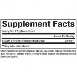 Атецил та Цистеїн Natural Factors N-Acetyl-L-Cysteine Amino Acid 600 mg - 60 vcaps