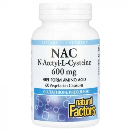 Атецил и Цистеин Natural Factors N-Acetyl-L-Cysteine Amino Acid 600 mg - 60 vcaps